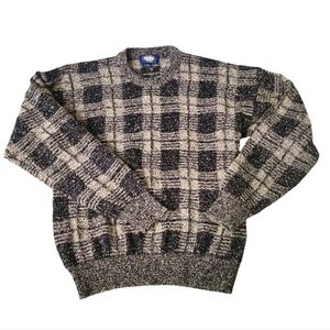 Vintage men's textured checkered pullover sweater